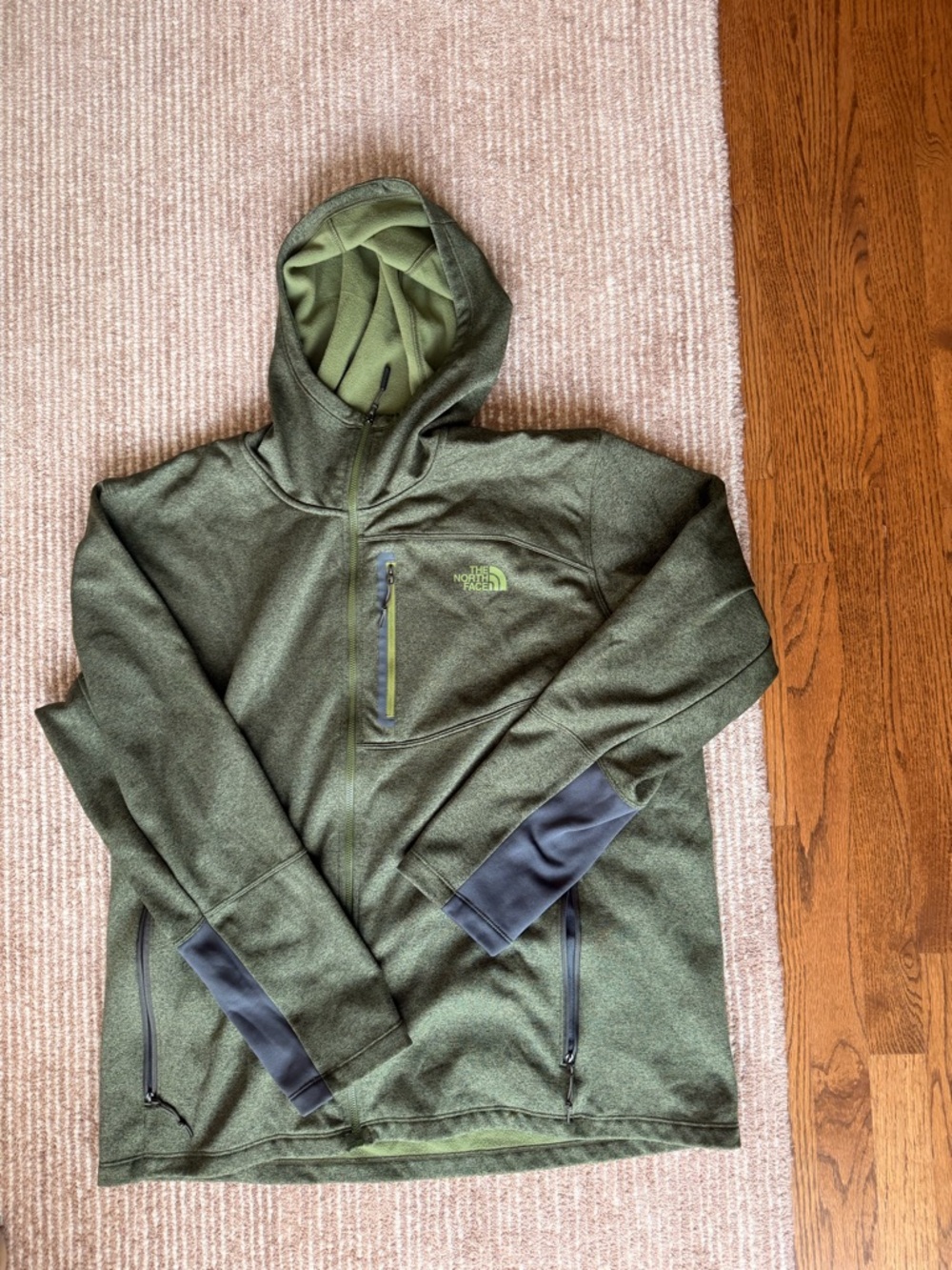 The North Face Olive Green Hooded Fleece Jacket